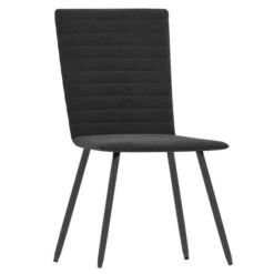 Chaise Velours Noir Et Pieds Métal Noir Memsi - Lot De 2