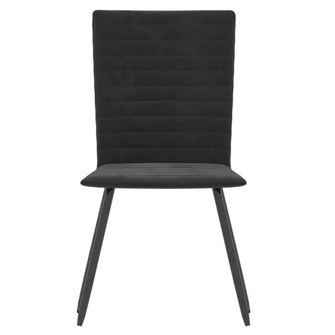 Chaise Velours Noir Et Pieds Métal Noir Memsi - Lot De 2 4 Chaise Velours Noir Et Pieds Métal Noir Memsi - Lot De 2 – Image 2