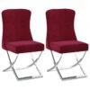 Chaises à Dîner 2 Pcs Bordeaux 53x52x98 Cm Velours Et Inox