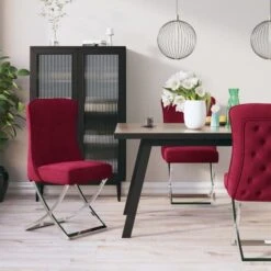 Devant 5 Devant -Pino Soldes Boutique chaises a diner 2 pcs bordeaux 53x52x98 cm velours et inox 3666722385749 905396