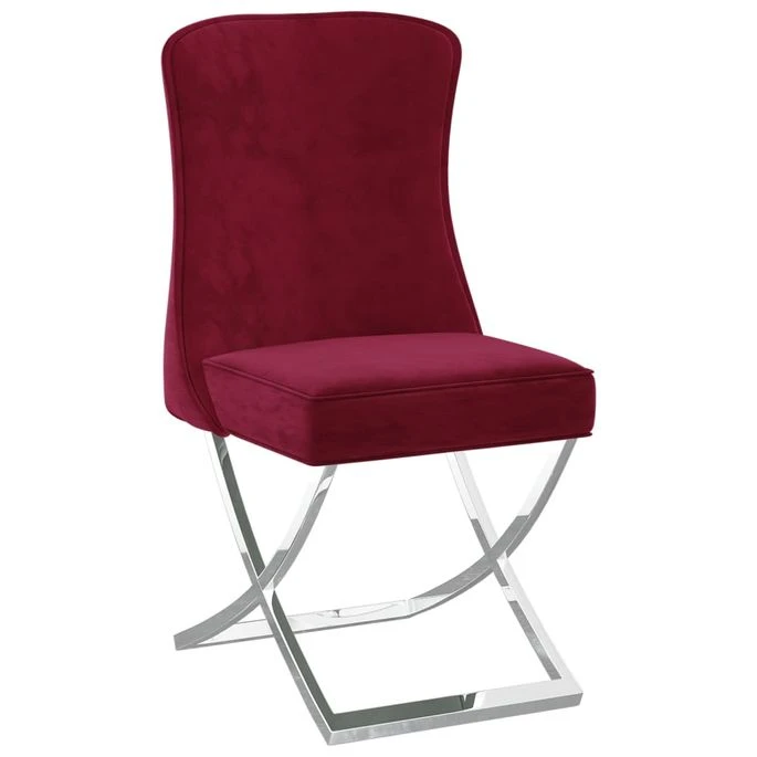 Chaises à Dîner 2 Pcs Bordeaux 53x52x98 Cm Velours Et Inox 5 Chaises à Dîner 2 Pcs Bordeaux 53x52x98 Cm Velours Et Inox – Image 3