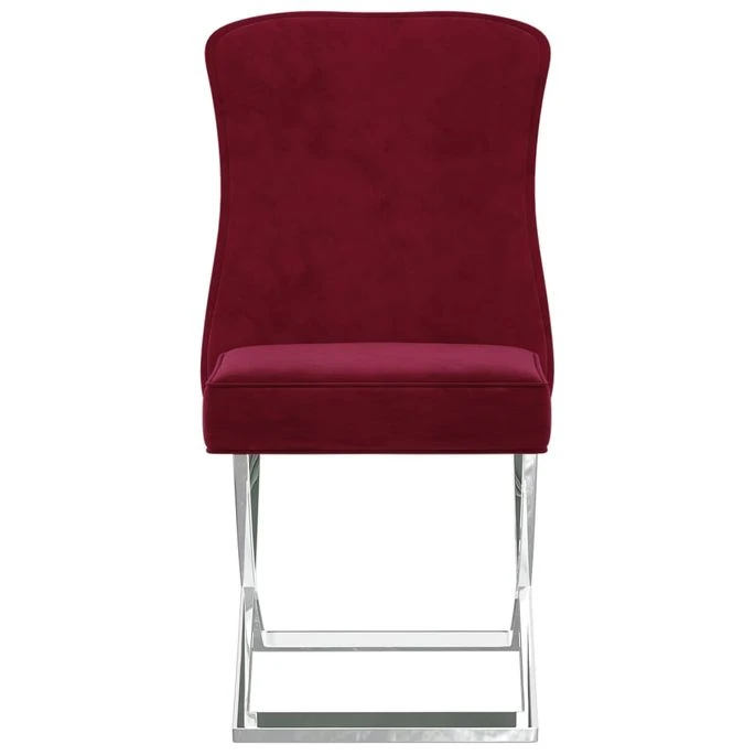 Chaises à Dîner 2 Pcs Bordeaux 53x52x98 Cm Velours Et Inox 6 Chaises à Dîner 2 Pcs Bordeaux 53x52x98 Cm Velours Et Inox – Image 4