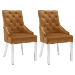 Chaises De Salle à Manger 2 Pcs Marron Velours King