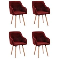 Chaises De Salle à Manger 4 Pcs Rouge Bordeaux Tissu Konfa