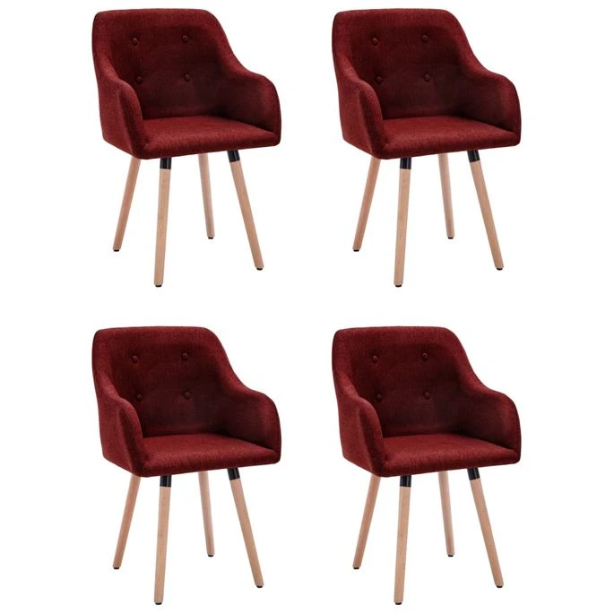 Chaises De Salle à Manger 4 Pcs Rouge Bordeaux Tissu Konfa 3 Chaises De Salle à Manger 4 Pcs Rouge Bordeaux Tissu Konfa