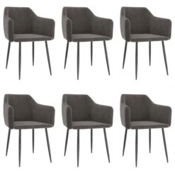 Chaises De Salle à Manger 6 Pcs Gris Foncé Velours Kuiza