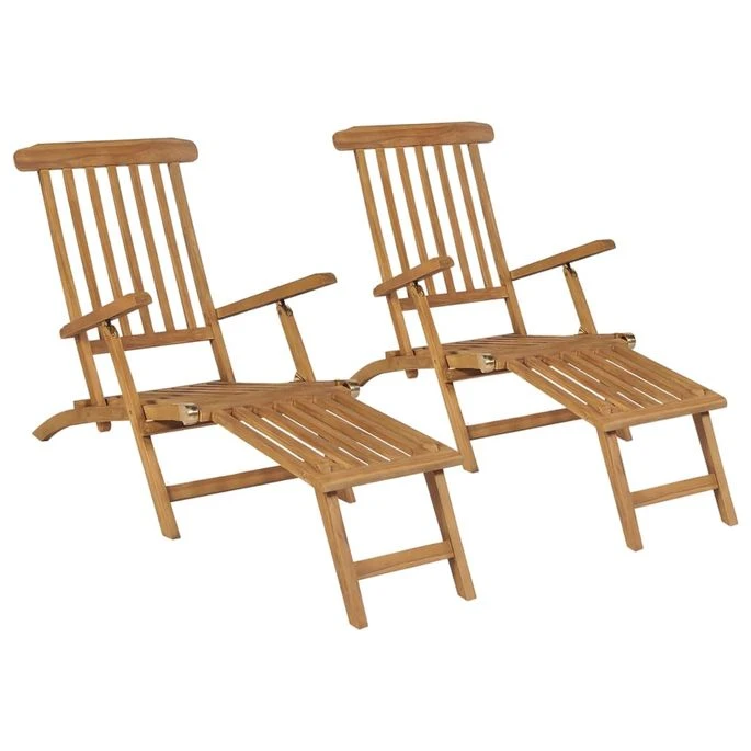 Chaises De Terrasse Avec Repose-pied 2 Pcs Bois De Teck Solide 3 Chaises De Terrasse Avec Repose-pied 2 Pcs Bois De Teck Solide