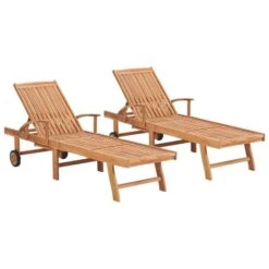 Chaises Longues 2 Pcs Bois De Teck Solide 2