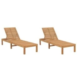 Chaises Longues 2 Pcs Bois De Teck Solide