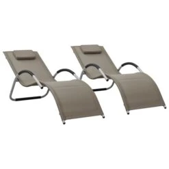Chaises Longues Textilène 2 Pcs Taupe Et Gris