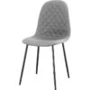 Chaise Matelassée Tissu Gris Clair Et Pieds Métal Noir Koby - Lot De 4