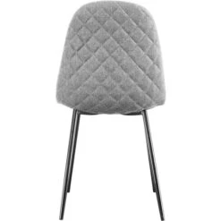 Chaise Matelassée Tissu Gris Clair Et Pieds Métal Noir Koby - Lot De 4 -Pino Soldes Boutique deauville chaise matelassee tissu gris clair et pieds metal noir 3248119541121 412009