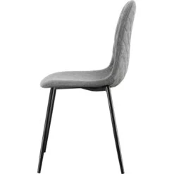 Chaise Matelassée Tissu Gris Clair Et Pieds Métal Noir Koby - Lot De 4 -Pino Soldes Boutique deauville chaise matelassee tissu gris clair et pieds metal noir 3248119541121 412010