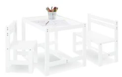 Pinolino Ensemble Table Et Chaises Enfant 3 Pièces Hêtre Massif Laqué Blanc Timo