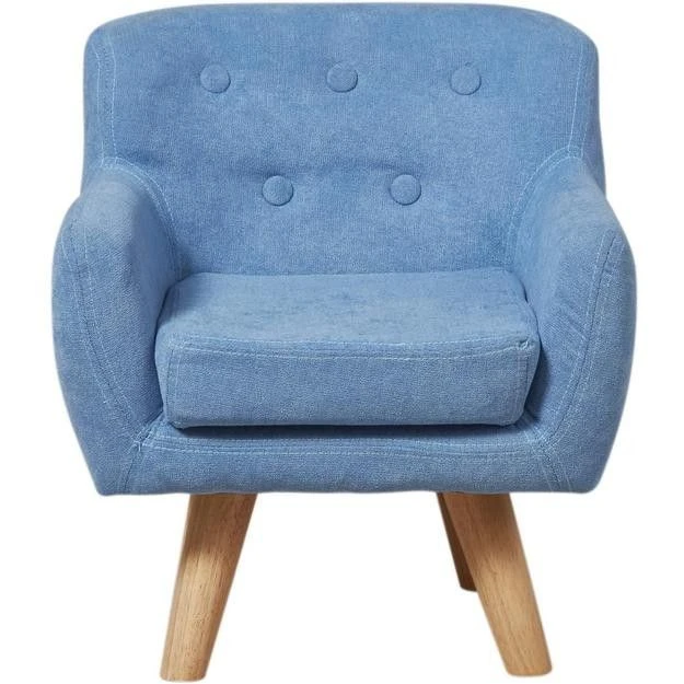 Fauteuil Enfant Tissu Bleu Et Pieds Bois Massif Clair Kansa 4 Fauteuil Enfant Tissu Bleu Et Pieds Bois Massif Clair Kansa – Image 2