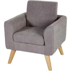 Fauteuil Enfant Tissu Gris Et Pieds Bois Clair Kessy