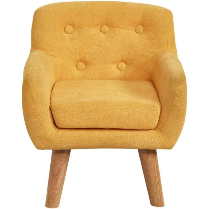 Fauteuil Enfant Tissu Jaune Et Pieds Bois Massif Clair Kansa 4 Fauteuil Enfant Tissu Jaune Et Pieds Bois Massif Clair Kansa – Image 2