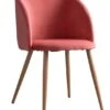 Fauteuil Velours Corail Et Pieds Métal Imitation Bois Vida -Pino Soldes Boutique fauteuil velours corail et pieds metal imitation bois vida 369270