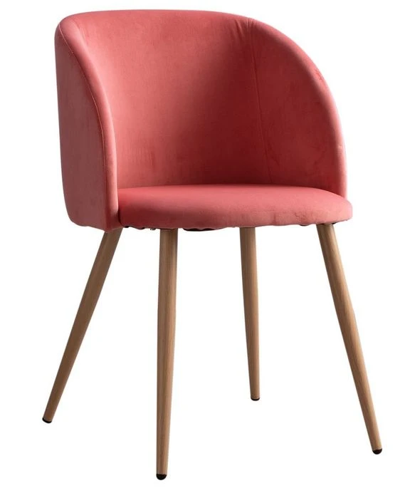 Fauteuil Velours Corail Et Pieds Métal Imitation Bois Vida 3 Fauteuil Velours Corail Et Pieds Métal Imitation Bois Vida