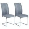 INES Lot De 2 Chaises De Salle A Manger - Simili Gris - Contemporain - L 43 X P 59 Cm
