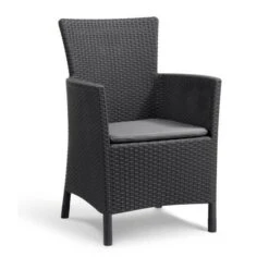 IOWA Fauteuil De Jardin Aspect Rotin Tressé Gris
