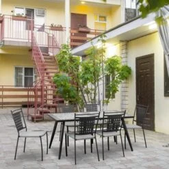 Lot De 2 Chaises A Manger De Jardin - Style Zellige - Acier Thermolaqué + Textilene - 50 X 59 X 91 Cm -Pino Soldes Boutique lot de 2 chaises a manger de jardin style zellige acier thermolaque textilene 50 x 59 x 91 cm 3619999329800 1297386