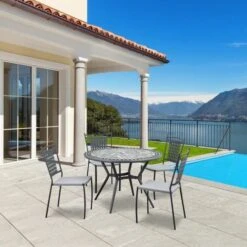 Lot De 2 Chaises A Manger De Jardin - Style Zellige - Acier Thermolaqué + Textilene - 50 X 59 X 91 Cm -Pino Soldes Boutique lot de 2 chaises a manger de jardin style zellige acier thermolaque textilene 50 x 59 x 91 cm 3619999329800 1297389