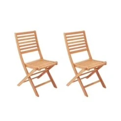 Lot De 2 Chaises De Jardin Pliantes En Eucalyptus FSC - 57 X 46,5 X 90 Cm
