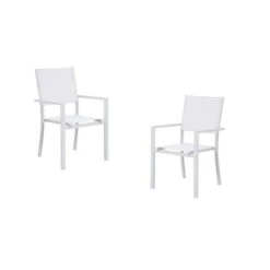 Lot De 2 Fauteuils A Manger De Jardin - Aluminium - 54 X 57 X 88 Cm