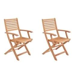 Lot De 2 Fauteuils Pliantes De Jardin En Eucalyptus FSC - 57,5x56x90cm