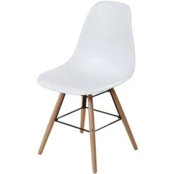 Lot De 4 Chaises Blanc Pieds Bois - L 47 X P 52 X H 83 Cm - OLAF -Pino Soldes Boutique lot de 4 chaises blanc pieds bois l 47 x p 52 x h 83 cm olaf 3612408734790 1128123