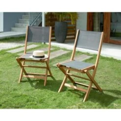 Lot De 4 Chaises De Jardin En Bois D'acacia FSC Et Assise Textilene - 50 X 57 X 90 Cm - Gris -Pino Soldes Boutique lot de 4 chaises de jardin en bois d acacia fsc et assise textilene 50 x 57 x 90 cm gris 3612408316217 781019