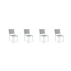 Lot De 4 Chaises Empilables - Aluminium Et Textilene - Blanc Et Gris -Pino Soldes Boutique lot de 4 chaises empilables aluminium et textilene blanc et gris 3619999349143 1297392
