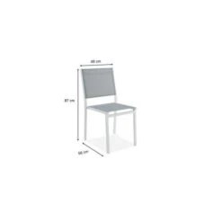 Lot De 4 Chaises Empilables - Aluminium Et Textilene - Blanc Et Gris -Pino Soldes Boutique lot de 4 chaises empilables aluminium et textilene blanc et gris 3619999349143 1297393
