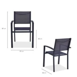 Lot De 4 Fauteuils De Jardin En Aluminium Assise Textilene - 57 X 56 X 87 Cm - Gris -Pino Soldes Boutique lot de 4 fauteuils de jardin en aluminium assise textilene 57 x 56 x 87 cm gris 3612408313933 597547