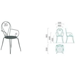 Lot De 4 Fauteuils De Jardin Romantique Empilable En Fer Forgé - Vert -Pino Soldes Boutique lot de 4 fauteuils de jardin romantique empilable en fer forge vert 8412045098553 1475989