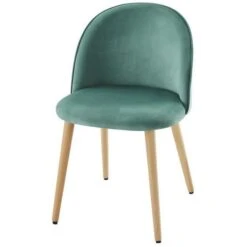 MACARON Chaise De Salle A Manger - Velours Vert - Scandinave - L 50 X P 50 Cm