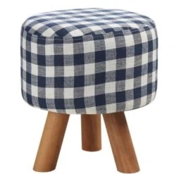 Pouf Rond Enfant Tissu Bleu Et Pieds Hêtre Kaidi - Lot De 2 -Pino Soldes Boutique pouf rond enfant tissu bleu et pieds hetre khalida lot de 2 3248111300078 413775