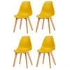 SACHA Lot De 4 Chaises De Salle A Manger Jaune Moutarde + Pieds En Bois Hévéa Massif - Style Contemporain - L 48 X P 57 Cm -Pino Soldes Boutique sacha lot de 4 chaises de salle a manger jaune moutarde pieds en bois hevea massif style contemporain l 48 x p 57 cm 3248116150210 529121