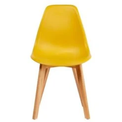 SACHA Lot De 4 Chaises De Salle A Manger Jaune Moutarde + Pieds En Bois Hévéa Massif - Style Contemporain - L 48 X P 57 Cm -Pino Soldes Boutique sacha lot de 4 chaises de salle a manger jaune moutarde pieds en bois hevea massif style contemporain l 48 x p 57 cm 3248116150210 529123
