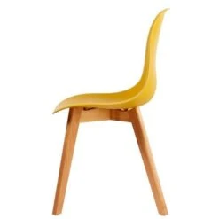 SACHA Lot De 4 Chaises De Salle A Manger Jaune Moutarde + Pieds En Bois Hévéa Massif - Style Contemporain - L 48 X P 57 Cm -Pino Soldes Boutique sacha lot de 4 chaises de salle a manger jaune moutarde pieds en bois hevea massif style contemporain l 48 x p 57 cm 3248116150210 529124