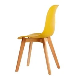 SACHA Lot De 4 Chaises De Salle A Manger Jaune Moutarde + Pieds En Bois Hévéa Massif - Style Contemporain - L 48 X P 57 Cm -Pino Soldes Boutique sacha lot de 4 chaises de salle a manger jaune moutarde pieds en bois hevea massif style contemporain l 48 x p 57 cm 3248116150210 529125