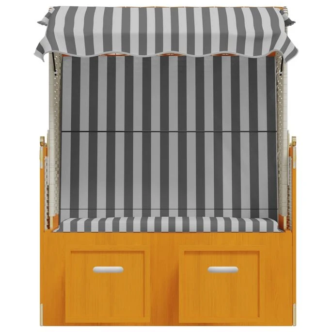 Strandkorb Avec Auvent Résine Tressée Et Bois Solide Blanc Gris 7 Strandkorb Avec Auvent Résine Tressée Et Bois Solide Blanc Gris – Image 5