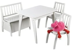 Table 2 Chaises 1 Banc Coffre Blanche Bambino