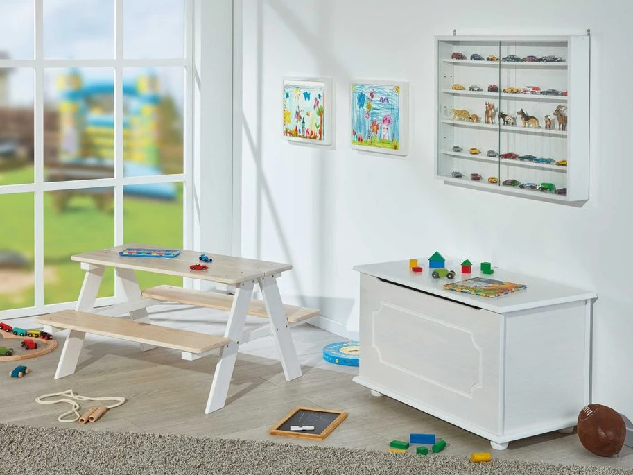 Table Enfant Avec Bancs Pin Massif Clair Et Blanc Shaneen 6 Table Enfant Avec Bancs Pin Massif Clair Et Blanc Shaneen – Image 4