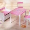 Table Et 2 Chaises Rose Et Blanc Lotta