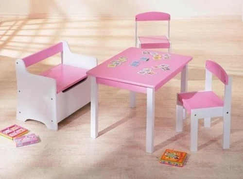 Table Et 2 Chaises Rose Et Blanc Lotta 3 Table Et 2 Chaises Rose Et Blanc Lotta
