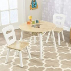 Devant 46 Devant -Pino Soldes Boutique table ronde 2 chaises blanc et naturel kidkraft 27027 0706943270271 350612