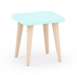 Tabouret Bleu Pieds Naturel