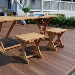 Tabouret De Jardin Teck Massif Clair Ketia - Lot De 2 -Pino Soldes Boutique tabouret de jardin teck massif clair ketia lot de 2 8718475580935 384478